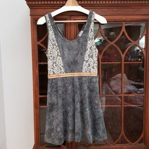 Grey lace keyhole dress